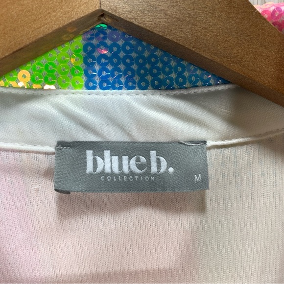Blue b boutique brand rainbow sequin long sleeve button down top size M - Picture 6 of 8